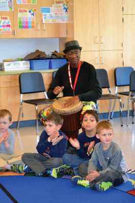 Otha Day
Drum master Otha Day spent the day with Rochester Memorial School students on November 21, giving lessons on rhythm and handing out percussion instruments, including drums and shakers, during drumming workshops held throughout the day. Photos By Jean Perry
