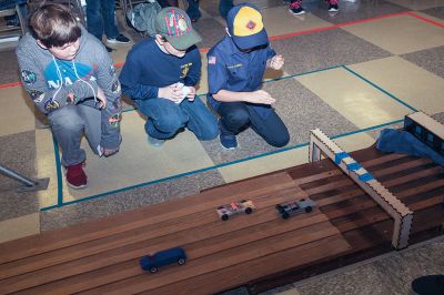 Pinewood Derby
Marion Pack 32 Cub Scouts had a successful Pinewood Derby on Saturday, February 9. The top 3 finishers (Jack Goodwin #11, Webelos1; Jackson Daniel, #14, Webelos1; and Peter Hurd, #1, Bear) will advance to the regional races. Photos by Richard Van Inwegen
