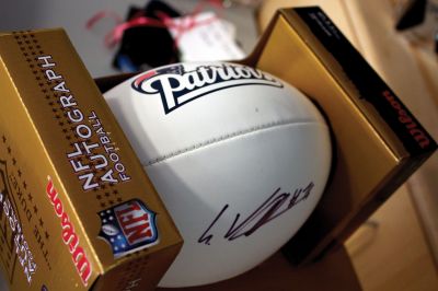 RMS-PTO Annual Auction
A football autographed by Patriots player #76 Sebastian Vollmer. Photo by Eric Trippoli
