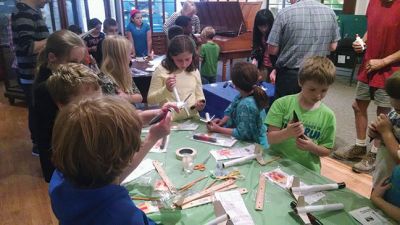 Marion Natural History Museum
The Marion Natural History Museum had a Rocket construction workshop on Wednesday May 28th. Due to the strong winds, lift off has been postponed to June 4th at 4:30 behind the Town Hall. Photo courtesy Elizabeth Leidhold
