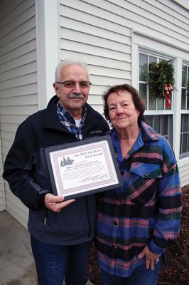 Keel Award
Mike and Sheila Daniel of Rochester with their 2022 Keel Award in recognition of their service to the town’s Senior Center. Photo by Mick Colageo
