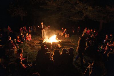  Salty’s Silvery Moon Soiree
On October 25, families gathered around the fire with Salty the Seahorse to enjoy some storytelling and the general splendor of nighttime in Dunseith Gardens. Salty’s Silvery Moon Soiree is a fall tradition sponsored by the Mattapoisett Land Trust. Guests enjoy s’mores and cider, music, and stories told by Toby Gills. Center School students created special lanterns for the event. Photos by Colin Veitch
