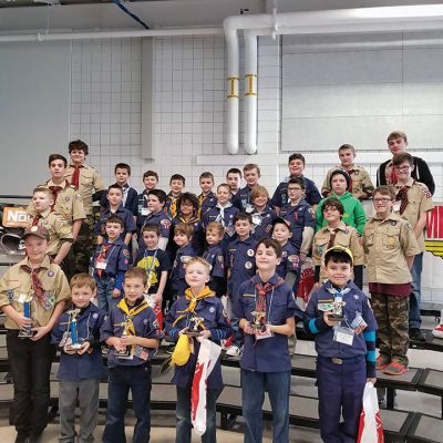 Pinewood Derby
The top spots in the Rochester Pack 30 Pinewood Derby went to Logan Empey (1st), Jack Wronski (2nd), Ethan Empey (3rd), Eli Mecham (4th), Connor O'Leary (5th), and Cash Jerome (6th). These six boys will move on to Regionals on March 31. Photo courtesy Krystle Empey
