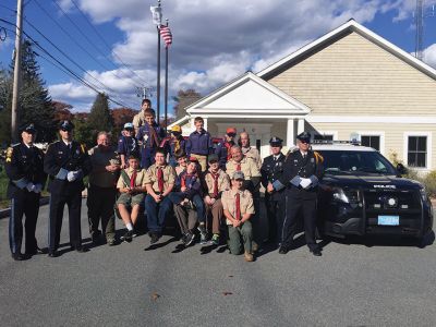 Marion Cub Scout Pack 32
With the support of the community, Marion Cub Scout Pack 32, Marion Boy Scouts Troop 32, Marion Police Brotherhood, and Marion Police Department collected several hundred pounds of food and delivered the donations to M.O.Life food pantry located in New Bedford, MA on November 11 following the Veterans Day ceremony at the Benjamin D. Cushing VFW building. Photo courtesy Kristen Saint Don-Campbell
