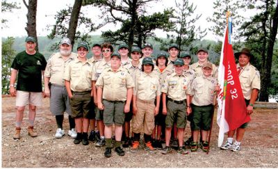Troop 32 Marion
Pictured are Troops 32 Marion and 39 Wareham while at Summer camp at Camp Cachalot locate in Myles Standish State Park, Carver, Massachusetts from July 13 through July 19, 2014. 
