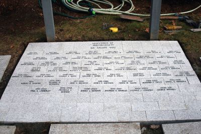 Mattapoisett Historical Commission
The Mattapoisett Historical Commission has sponsored the installation of memorial bricks at Town Hall, commemorating the service and dedication of the town’s selectmen over the decades. Jo Pannell, chairman of the Historical Commission, oversaw the design work and installation with the help of landscape architect Charles Duponte, who donated his time to the project. Photo by Marilou Newell
