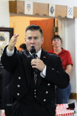 The Singing Trooper
Dan “The Singing Trooper” Clark and his wife, Mary, entertain attendees at Saturday’s Friends of Benjamin D. Cushing Veterans of Foreign Wars Post 2425 benefit recognizing members and the Ladies Auxiliary in Marion. Photos by Felix Perez. 
