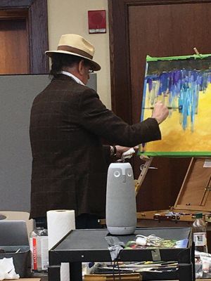Charles Stockbridge
On March 27, local artist Charles Stockbridge gave a painting demonstration in the style of impressionist works at the Mattapoisett Public Library. Stockbridge is a classically-trained historian and painter whose works have hung in galleries and homes both near and far. While he is best known for landscapes and marine themes, Stockbridge has recently been exploring paintings that are more in the genre of a Claude Monet. 
