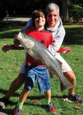 A Striper for Papa
Rudd "Papa" Wyman recounts his tale of grandson Ben's "Mama Fish" striper he caught back in October in his story titled "A Striper for Papa". Photo courtesy Rudd Wyman

