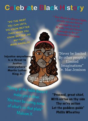 Tri-Town Against Racism’s
ORR Junior High student Sophia Cruz won honorable mention for the poster she created, melding the impact of black leaders in her life as a black girl.

