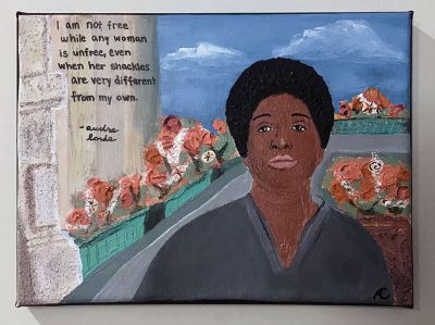 Tri-Town Against Racism’s
ORR student Alia Cusolito won honorable mention for her painting of late activist Audre Lorde.
