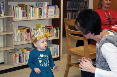 New Year’s Eve
The Taber Library knows that it’s hard for the little ones to stay up until midnight on New Year’s Eve, which is why Children’s Librarian Rosemary Grey hosted a midday mock-midnight New year’s Eve-Day party, complete with party tiaras, horns, snacks, and don’t forget the bubbly apple juice! Photos by Jean Perry
