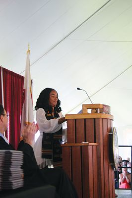 Tabor Academy
Olympic gold medalist Colleen Coyne of the Class of 1989 gave the Commencement Address, as Tabor Academy held its graduation exercises on May 31 under a large, white tent open to the sea air coming off Sippican Harbor. Coyne, a member of the 1998 Team USA ice hockey team, spoke of her experience learning to balance personal success against society’s measure of success. Photos by Mick Colageo
