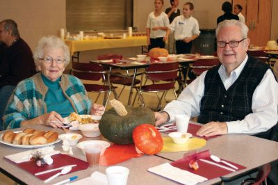 Senior Thanksgiving Banquet 
Dorothy and Edward Lewis enjoyed a tasty Thanksgiving meal served by ORR eighth graders on November 21, 2010 in the school cafeteria. Photo by Laura Pedulli.
