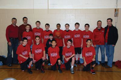 The Old Rochester Youth Travel Basketball
The Old Rochester Youth Travel Basketball Seventh Grade Team won the Cape League Championship on Thursday, February 7. Bottom Row L-R: Jacob Asiaf, James Dwyer, Braden Yeomans (manager), Corey Lunn, Tommy Noonan and Tyler Menard. Top Row L-R: Head Coach - Greg Yeomans, Asst. Coach – Mark Menard, Bennett Fox, James Sylvia, Jacob Yeomans, Noah Fernandes, Jason Gamache, Collin Fitzpatrick, Michael Kennefick, Asst. Coach Tom Gamache, Asst. Coach Brian Fitzpatrick. Missing from photo: player Sam Pasquill.
