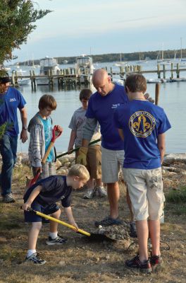 Troop 53
On October 11, 2011, Boy Scouts of America Troop 53 of Mattapoisett helped the Mattapoisett Land Trust remove rocks that had been pushed on shore in a recent storm next to the town wharf. Photo by Bodil B. Perkins.
