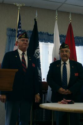 Veteran's Day
Veterans Roland Gendron and John Remedis shared their stories and insight to a room of flag-toting seniors at Sippican Healthcare Center on November 3 in honor of Veterans Day. Photos by Laura Pedulli
