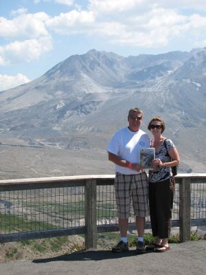 Mount St. Helens
Steve Macomber and Becky Love of Marion & Mattapoisett, pose with The Wanderer at Mount St. Helens on a recent trip out west. 
