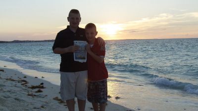 Turks and Caicos
Will (age 11) and Tim Saunders (age 9) in the Turks and Caicos with their favorite weekly magazine the wanderer.

