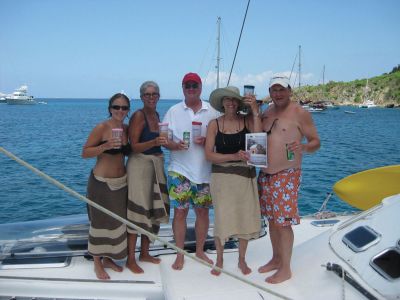 Caribbean Family Vacation
A March trip to the Caribbean found Marion family and friends in St. Barts with the Wanderer aboard. From left to right, Abby Keene, Gale Runnells, Bob Thompson, Andrea Keene and Hank Keene. Photo courtesy of Philippe!
