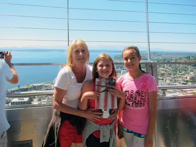 Seattle Space Needle
Emilia Cantwell (center) made it to the top of the Seattle Space Needle with her mom, Debra and cousin, Tara on July 8.
