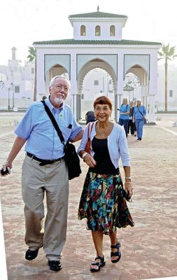 Morocco
Mark and Teresa Dall pose with The Wanderer in the city square in Morocco on a recent trip to the western Mediterranean.
