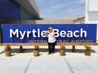 Myrtle Beach
Michelle "Miki" McGreevy posed with The Wanderer on her recent trip to Myrtle Beach, SC.   

