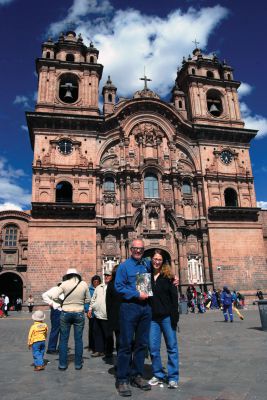 Iglesia de la Compania
Chuck and Julia Kantner hold a copy of the Wanderer in front of the 17th century “Iglesia de la Compania” cathedral in Cuzco, Peru. They were in Peru to hike the Inca Trail to Macchu Picchu.

