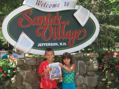 Santa's Village
Above: Alex and Madeline Wright visited Santas Village in New Hampshire this past August 2010, and brought a copy of the Wanderer with them. Photo courtesy of Lisa Wright.
