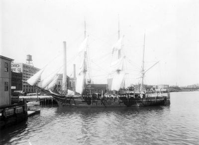The Wanderer
A treasure trove of photos depicting the Wanderer, the final ship to be built in Mattapoisetts Shipyard Park, was purchased by Brad and Priscilla Hathaway, who donated the photos to the Mattapoisett Historical Society in September, 2009. 
