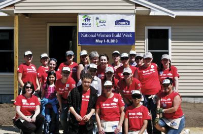 Women Build
Local women volunteer crews pounded nails and dug in to make homeownership a reality for the Howlett family as a part of the Buzzards Bay Habitat for Humanity Women Build days on May 1 and 2, 2010. The house will add to the 1,650 Women Build houses that have been built throughout the United States since the Women Build program began in 1998. Photo courtesy of Christine Halle. 
