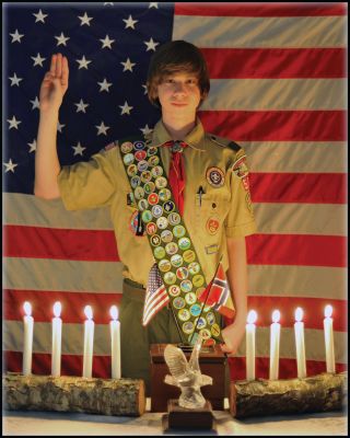 Eagle Scout
Eagle Scout Haakon Perkins was honored on Saturday April 30, 2011 in an Eagle Court of Honor in Reynard Hall. Only two percent of all Boy Scouts ever reach the Eagle rank, which is the highest rank in Boy Scouts. Haakon is part of Troop 53 in Mattapoisett, which has been chosen as 2011 Troop of the Year for Cachalot district. Photo courtesy of Bodil Perkins.
