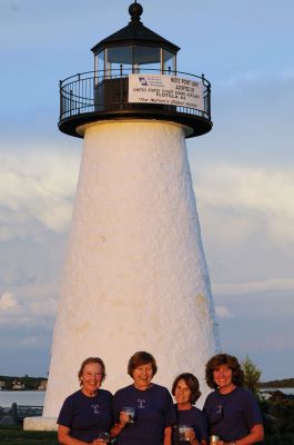 Ned’s Point Lighthouse Ladies Sipping Society
The Ned’s Point Lighthouse Ladies Sipping Society (NPLLSS) – (l-r): Sandra from Mattapoisett, Phyllis from Lexington, Lolly from Arlington, and Jaine from Fairhaven – has been gathering for 25 years to have a cocktail at the Mattapoisett landmark. Photo by Felix Perez.

