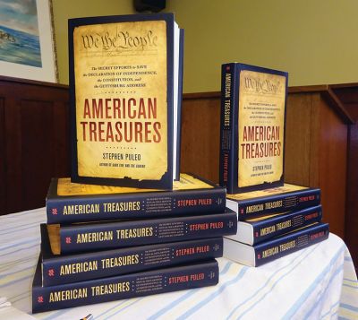 American Treasures
Author Stephen Puleo talks about his new book, "American Treasures," before a captivated audience at the Mattapoisett Free Public Library last Sunday. Photos by Deina Zartman.
