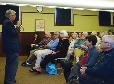 American Treasures
Author Stephen Puleo talks about his new book, "American Treasures," before a captivated audience at the Mattapoisett Free Public Library last Sunday. Photos by Deina Zartman.
