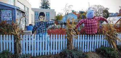 Scarecrow Crew
The Sippican School garden is now protected by two scarecrows known as the “Scarecrow Crew.” Students made and placed the scarecrows on Friday, November 4. Photo by Erin Bednarczyk 
