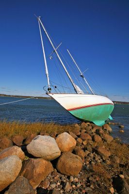 Stormy Weather, Too
Rain and heavy winds pounded the tri-town area on Saturday and Sunday, October 28 and 29, causing damage to some homes and grounding several boats that were anchored in Mattapoisett Harbor (Photo by Peter McGowan).
