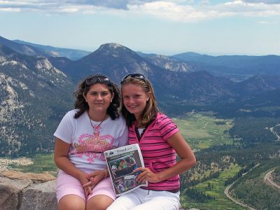 Rocky Mountain High
Mattie Boyle of Mattapoisett (left) recently posed with a copy of The Wanderer while visiting her friend Gabby Hoag (right, formerly of Mattapoisett) at the Rocky Mountain National Park in Estes Park, Colorado. (Photo courtesy of Betsy Hoag). (9/6/07 issue)
