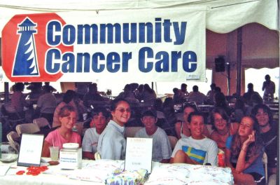 Community Cancer Care
Friends of Matthew King were on hand to support his cause at Community Cancer Cares recent Harbor Days fundraiser in Mattapoisett. Pictured here (l. to r.) are Brianna, Mike Days, Chris Beatriz, Lee Costello, Anna VanVorhis, Dodie Fontaine, and Gary Maestas. The group is holding a follow-up benefit Yard Sale this Sunday, August 14 in the Knights of Columbus parking lot on Route 6 in Mattapoisett. (Photo courtesy of Anthony Days).

