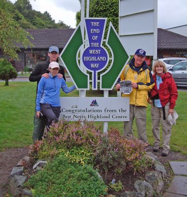 Scottish Highlanders
Jeff and Laura (Cutler) Bickmeier of Arlington and Richard Cutler and Carolyn Gilmore of Rochester pose with a rather soggy copy of The Wanderer during a recent trip hiking on the Scottish West Highland Way, 152 km (95 miles) in eight days. Laura is a 1994 graduate of Old Rochester Regional High School and Richard was formerly Selectman in the Town of Rochester. (Photo by and courtesy of Carolyn Gilmore).
