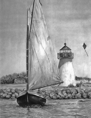 Harbor Days in Mattapoisett
This painting, titled Cat Off Neds Point Lighthouse by Bea Johnson, is just one of the many art works to be included in the seventh annual Mattapoisett Historical Societys Annual Art Show and Sale during Harbor Days Weekend, July 16 and 17, at the museum grounds on 5 Church Street. The event will take place from 10:00 am to 4:00 pm both days and will feature works by some 30 local artists. A percentage of each sale will benefit the Historical Society and the Museum and Carriage House will be open to the public, free of charge, during show times. (Photo courtesy of Bea Johnson).
