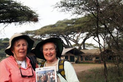 Tanzania Tents
Barbara Ketchel and Roxanne Bungert pose with a copy of The Wanderer in front of their tents while on a recent safari in Tanzania, Africa. (05/01/08 issue)
