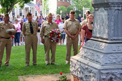 Memorial Day 2007
Members of the Benjamin D. Cushing Post 2425 VFW prepare to place a wreath at the war monument outside the Marion Music Hall during the town's Annual Memorial Day Exercises held on Monday morning, May 28. (Photo by Robert Chiarito).
