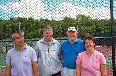 Tennis Club Winners
Winners of the recent Mattapoisett Community Tennis Association (MCTA) tournament include (l. to r.) George Chin, second place; Henry Quinlan, second place; Leonard Cook, first place; and Maureen Daher, second place. The tournament was held at Old Rochester High School on Saturday, June 23. The MCTA is a non-profit organization devoted to the promotion of tennis in Mattapoisett and surrounding communities. To join, please call 508-758-2360.
