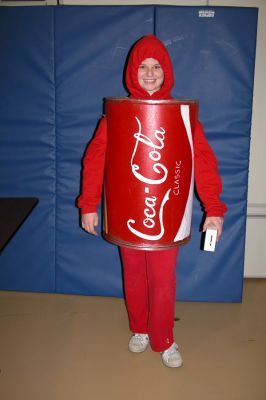Mattapoisett Halloween Parade 2007
Second Place winner in the Junior High and High School category was Brieanne Lavoie as a can of Coca-Cola. (Photo by Deborah Silva).
