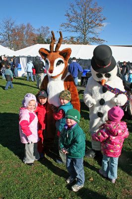 Holiday in the Park 2007
Rudolph and Frosty accompanied Santa to Mattapoisett's annual "Holiday in the Park" celebration which was held in Shipyard Park on Saturday, December 1, 2007 and drew a record crowd to the seasonal seaside event. (Photo by Robert Chiarito).
