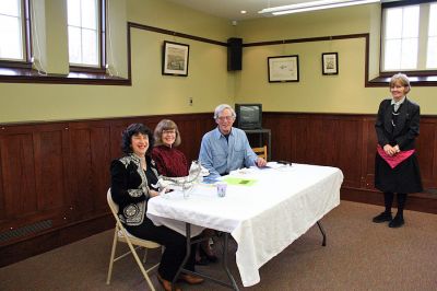 Prominent Poets
Local poets Margot Wizanshy, Diana Der-Hovanessian and Franklin D. Reeves recently provided an afternoon poetry reading at the newly-renovated Mattapoisett Free Public Library. (Photo by Robert Chiarito).

