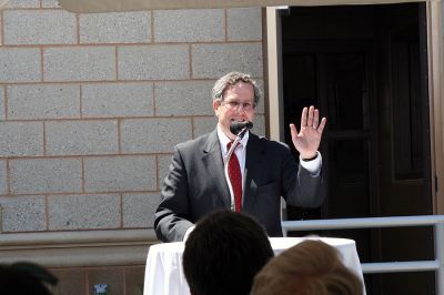 Water Works
State Representative William Straus addresses the crowd during the dedication of the Mattapoisett River Valley Water District's Treatment Plant on Friday, May 30. (Photo by Kenneth J. Souza).
