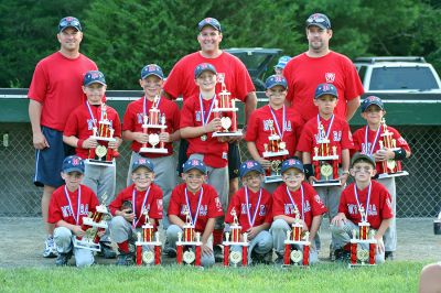 You're An All-Star!
Members of the Mattapoisett 8U All-Star team recently placed second in the Rochester tournament held last weekend. Team members include (front row, l. to r.) Noah Greany, Hunter Parker, Patrick Cummings, Connor Severino, Cameron Hamilton, Mitchell Midwood, (second row, l. to r.) William Saunders, Jeremiah Adams, Ethan Lizotte, Cameron Coelho, John Breault, Marcus Pegurri, (back row, l. to r.) Coach Scott Greany, Manager Scott Pegurri, and Coach Patrick Breault. (Photo by Marie Greany).
