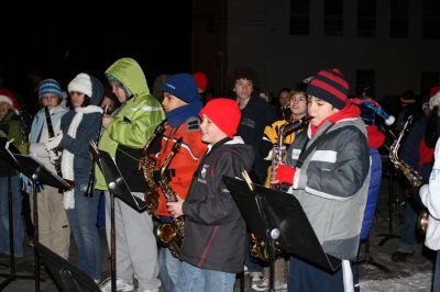 Tree Lighting
Members of the Memorial School Band performed holiday classics for the town's annual Christmas Tree Lighting held outside Town Hall on Monday evening, December 8. (Photo by Kenneth J. Souza).
